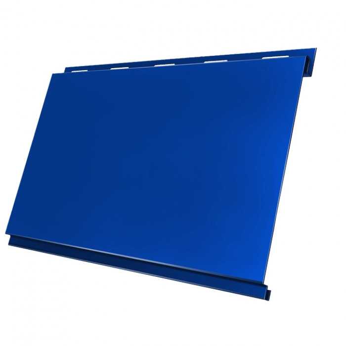 Металлический сайдинг Grand Line Вертикаль 0.5 мм classic Satin с пленкой RAL 5005 сигнальный синий